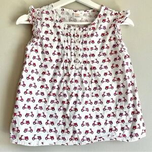 Gymboree scooter print top 12 sleeveless blouse white ruffle buttons ciao puppy